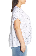 Single Thread Womens Plus Printed Faux-Wrap Top, Size 1X by Vanessa Jane