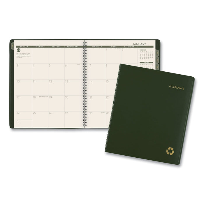 AT-A-GLANCE Recycled Monthly Planner, 11 x 9, Green Cover, 13-Month (Jan to Jan): 2023 to 2024