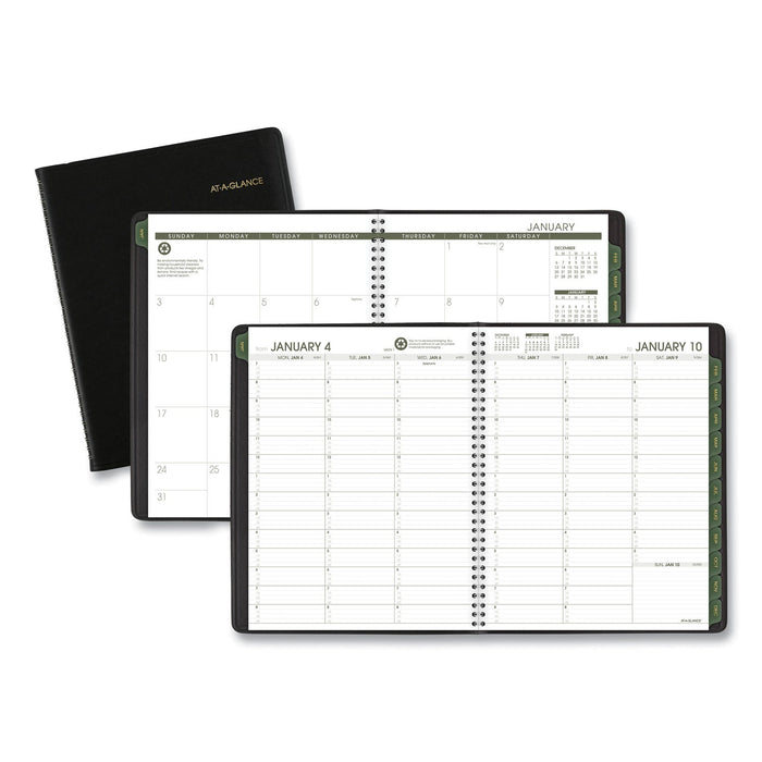 AT-A-GLANCE Recycled Weekly Vertical-Column Format Appointment Book, 11 x 8.25, Black Cover, 12-Month (Jan to Dec): 2023