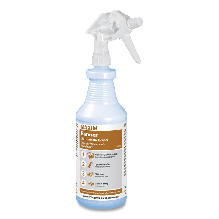 Maxim Banner Bio-Enzymatic Cleaner, Fresh Scent, 32 oz Spray Bottle, 12/Carton
