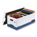 Bankers Box STOR/FILE Medium-Duty Storage Boxes, Letter Files, 12.88" x 25.38" x 10.25", White/Blue, 4/Carton