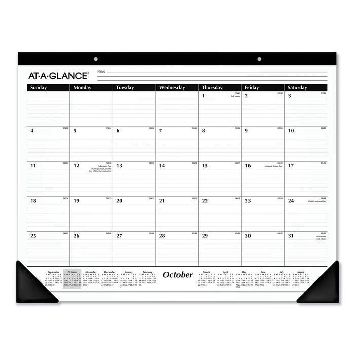 AT-A-GLANCE Academic Year Ruled Desk Pad, 21.75 x 17, White Sheets, Black Binding, Black Corners, 16-Month (Sept to Dec): 2022 to 2023