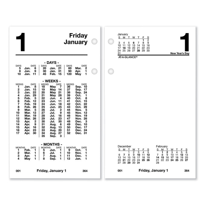 AT-A-GLANCE Financial Desk Calendar Refill, 3.5 x 6, White Sheets, 2023