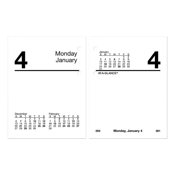 AT-A-GLANCE Compact Desk Calendar Refill, 3 x 3.75, White Sheets, 2023