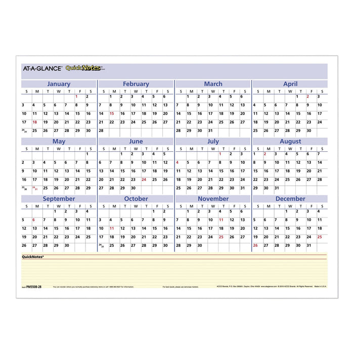 AT-A-GLANCE QuickNotes Mini Erasable Wall Planner, 16 x 12, White/Blue/Yellow Sheets, 12-Month (Jan to Dec): 2023