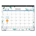 Blue Sky Lindley Desk Pad, Floral Artwork, 22 x 17, White/Blue/Green Sheets, Black Binding, Clear Corners, 12-Month (Jan-Dec): 2023