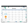 Blue Sky Lindley Desk Pad, Floral Artwork, 17 x 11, White/Blue/Green Sheets, Black Binding, Clear Corners, 12-Month (Jan-Dec): 2023