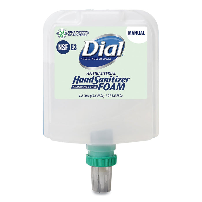 Dial Antibacterial Foaming Hand Sanitizer Refill for Dial 1700 Dispenser, 1.2 L Refill, Fragrance-Free, 3/Carton