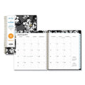Blue Sky Baccara Dark Monthly Planner, Baccara Dark Floral Artwork, 10 x 8, Gray/Black/Gold Cover, 2023