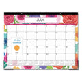 Blue Sky Mahalo Academic Desk Pad, Floral Artwork, 22 x 17, Black Binding, Clear Corners, 12-Month (July-June): 2022-2023