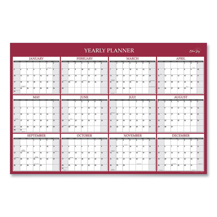 Blue Sky Classic Red Laminated Erasable Wall Calendar, Classic Red Artwork, 36 x 24, White/Red/Gray Sheets, 12-Month (Jan-Dec): 2023
