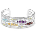 4.82 Carat Genuine Multi Stones .925 Sterling Silver Cuff Bangle by Bids.com
