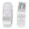 14K White Gold 1 1/8 cttw Princess and Round Cut Diamond Huggie Earrings (H-I, VS1-VS2) by Bids.com