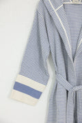 Cotton Navy Blue & White Bathrobe by NoaPure.com