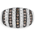 0.83 Carat Genuine Champagne Diamond and White Diamond .925 Sterling Silver Ring by Bids.com