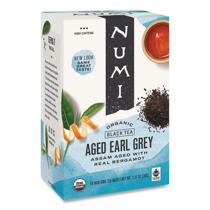 Numi Organic Teas and Teasans, 1.27 oz, Aged Earl Grey, 18/Box