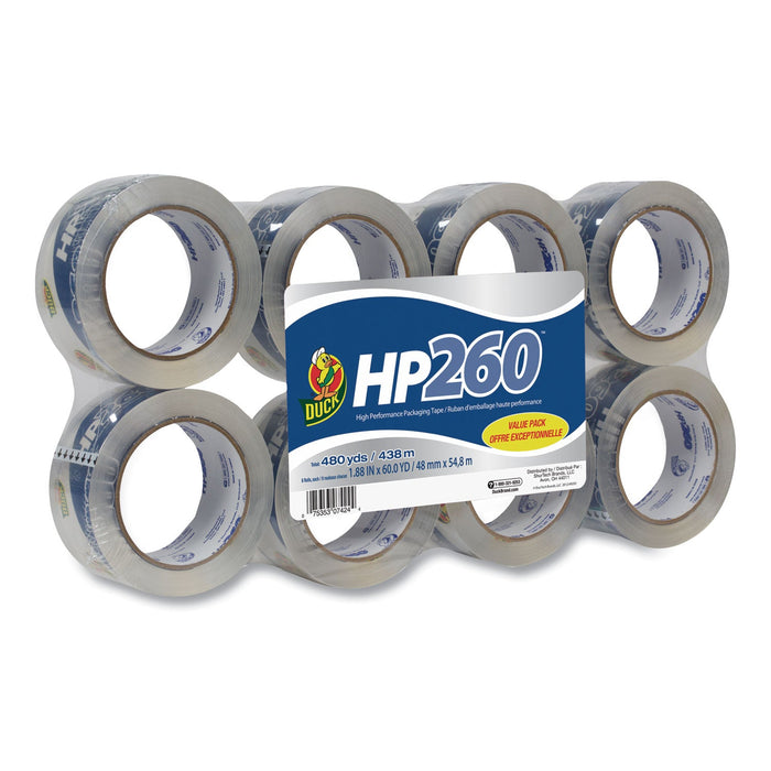 Duck HP260 Packaging Tape, 3" Core, 1.88" x 60 yds, Clear, 8/Pack