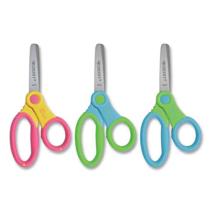Westcott Ultra Soft Handle Scissors w/Antimicrobial Protection, Rounded Tip, 5" Long, 2" Cut Length, Randomly Assorted Straight Handle