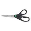 Westcott KleenEarth Scissors, 8" Long, 3.25" Cut Length, Black Straight Handles, 2/Pack