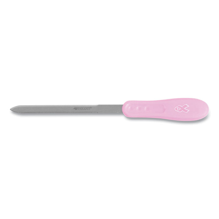 Westcott Pink Ribbon Stainless Steel Letter Opener, 9", Pink
