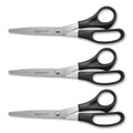 Westcott All Purpose Stainless Steel Scissors, 8" Long, 3.5" Cut Length, Black Straight Handle