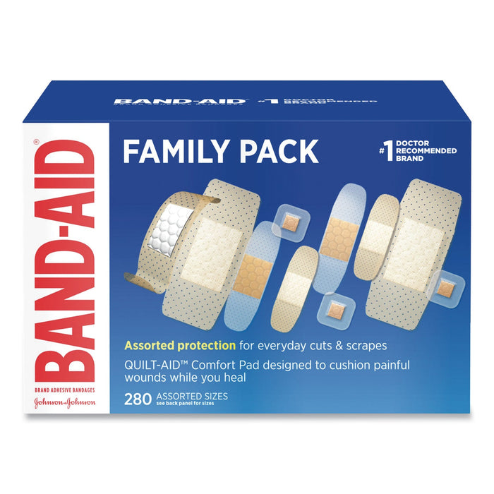 BAND-AID Sheer/Wet Adhesive Bandages, Assorted Sizes, 280/Box