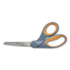 Westcott Titanium Bonded Scissors, 8" Long, 3.5" Cut Length, Gray/Yellow Offset Handle
