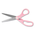 Westcott All Purpose Pink Ribbon Scissors, 8" Long, 3.5" Cut Length, Pink Straight Handle