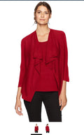 Sag Harbor Womens 3/4 Sleeve Waterfall Front 2fer by Vanessa Jane