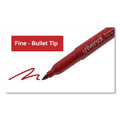 Universal Pen-Style Permanent Marker, Fine Bullet Tip, Red, Dozen