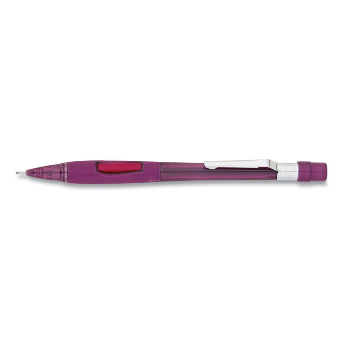 Pentel Quicker Clicker Mechanical Pencil, 0.9 mm, HB (#2.5), Black Lead, Transparent Burgundy Barrel