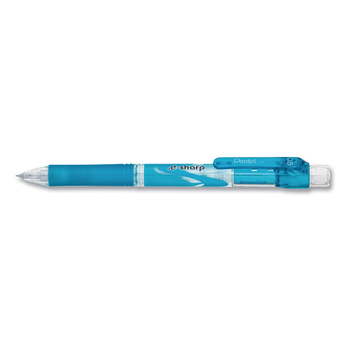 Pentel .e-Sharp Mechanical Pencil, 0.5 mm, HB (#2.5), Black Lead, Sky Blue Barrel, Dozen