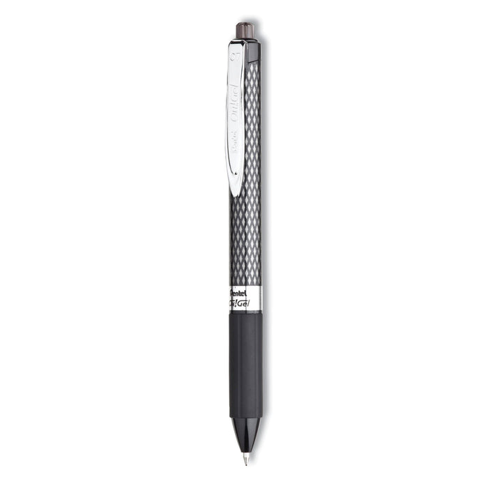 Pentel Oh! Gel Pen, Retractable, Medium 0.7 mm, Black Ink, Black Barrel, Dozen