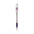 Pentel R.S.V.P. Ballpoint Pen, Stick, Medium 1 mm, Violet Ink, Clear/Violet Barrel, Dozen