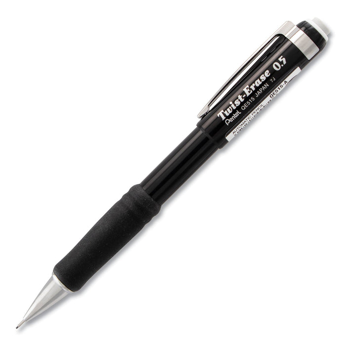 Pentel Twist-Erase III Mechanical Pencil, 0.5 mm, HB (#2.5), Black Lead, Black Barrel