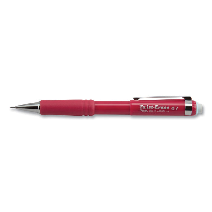 Pentel Twist-Erase III Mechanical Pencil, 0.7 mm, HB (#2.5), Black Lead, Red Barrel