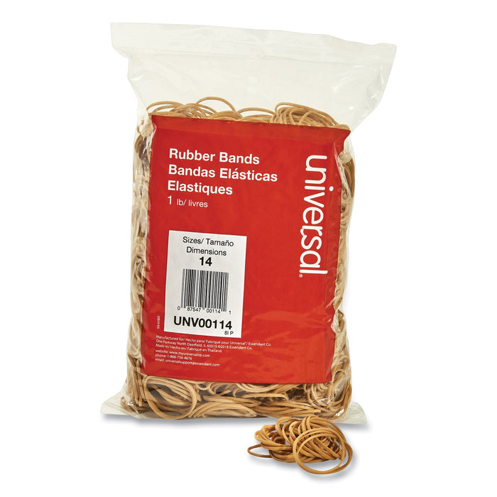 Universal Rubber Bands, Size 14, 0.04" Gauge, Beige, 1 lb Box, 2,200/Pack