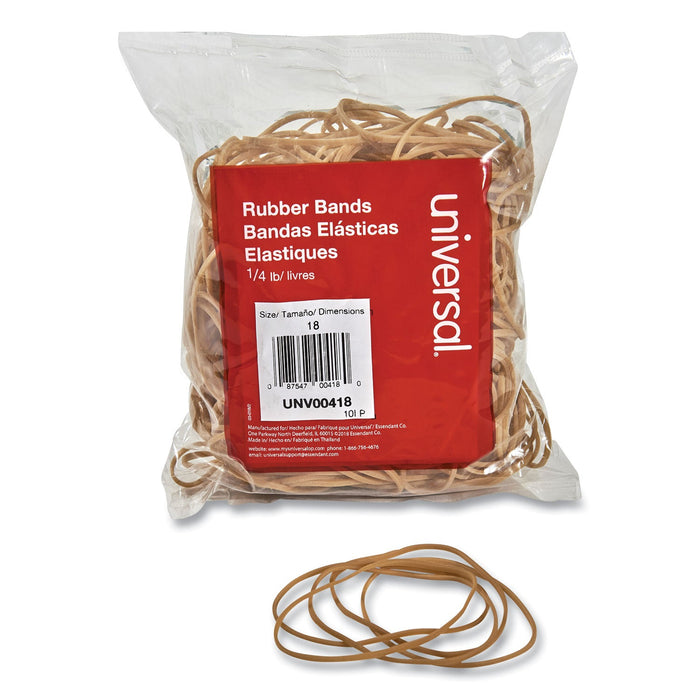 Universal Rubber Bands, Size 18, 0.04" Gauge, Beige, 4 oz Box, 400/Pack