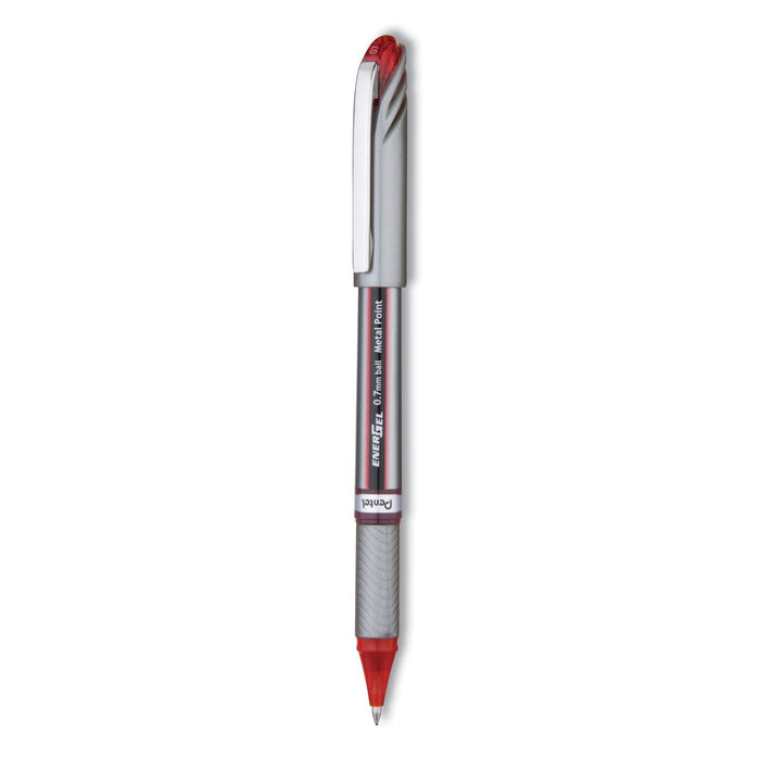 Pentel EnerGel NV Gel Pen, Stick, Medium 0.7 mm, Red Ink, Red Barrel, Dozen