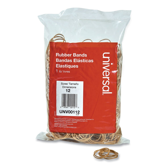 Universal Rubber Bands, Size 12, 0.04" Gauge, Beige, 1 lb Box, 2,500/Pack