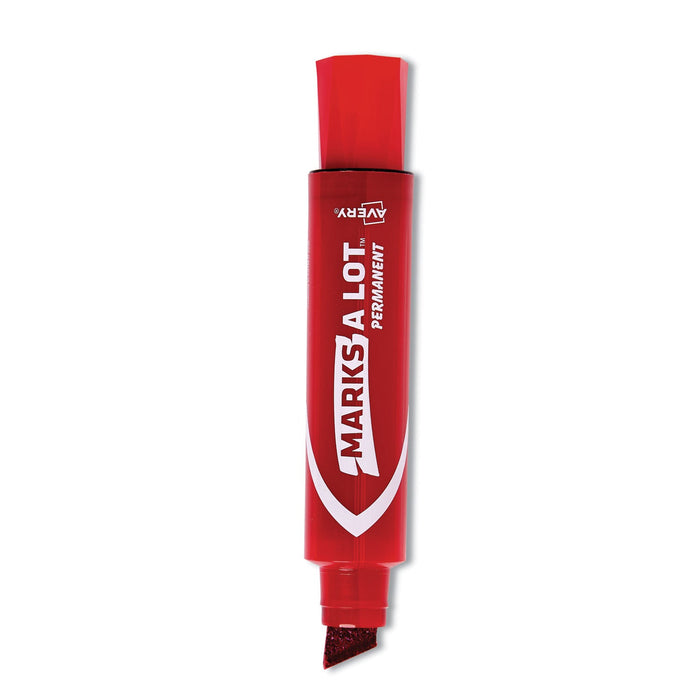 Avery MARKS A LOT Extra-Large Desk-Style Permanent Marker, Extra-Broad Chisel Tip, Red (24147)