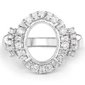 0.83 Carat Genuine White Diamond 14K White Gold Semi Mount Ring - holds 11x9mm Oval Gemstone by Bids.com