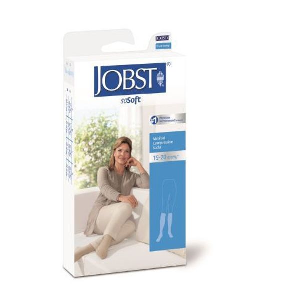 Jobst soSoft Women Brocade Knee Highs 8-15mmHg, White Size Large by Pasteur Pharmacy
