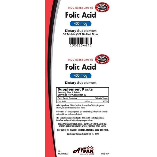 Avpak Folic Acid Tablets 400 Mcg by Pasteur Pharmacy
