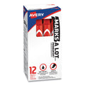 Avery MARKS A LOT Large Desk-Style Permanent Marker, Broad Chisel Tip, Red, Dozen (8887)