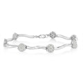 .925 Sterling Silver 1/4 Cttw Diamond Cluster Miracle-Set Station & Twisted Bar 7" Tennis Bracelet (H-I Color, I2-I3 Clarity) by Bids.com