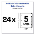 Avery Insertable Big Tab Dividers, 5-Tab, Double-Sided Gold Edge Reinforcing, 11 x 8.5, Buff, Clear Tabs, 24 Sets