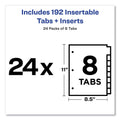 Avery Insertable Big Tab Dividers, 8-Tab, Double-Sided Gold Edge Reinforcing, 11 x 8.5, Buff, Clear Tabs, 24 Sets