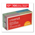 Universal Self-Stick Note Pads, 3" x 3", Assorted Pastel Colors, 100 Sheets/Pad, 12 Pads/Pack