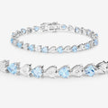 7.50 Ct Heart Blue Topaz & Diamond Prong Silver Tennis Bracelet by Fine Color Jewels